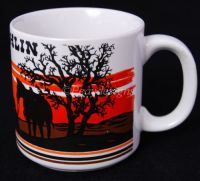 LAUGHLIN Nevada COWBOY Trail Scene Coffee Mug Vtg